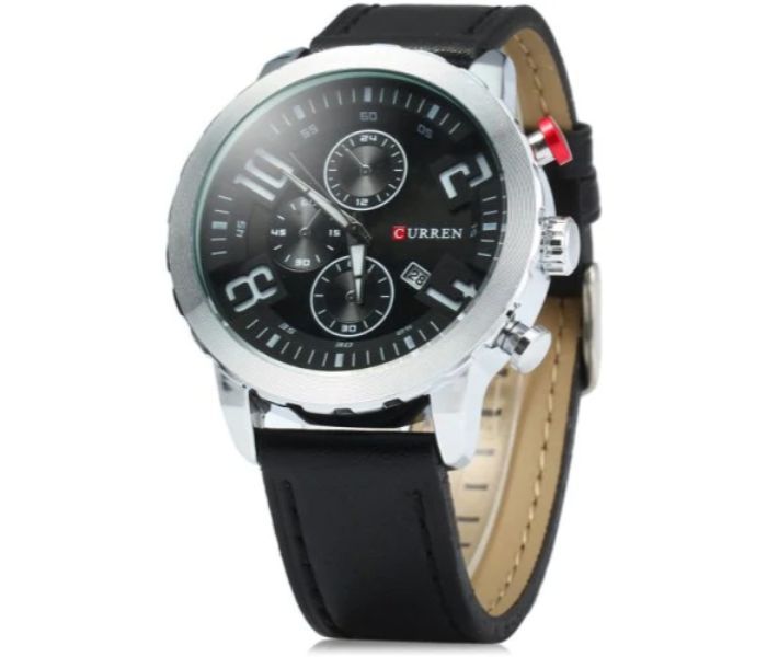 Curren 8193 Date Display Quartz Watch With Leather Strap For Men Black