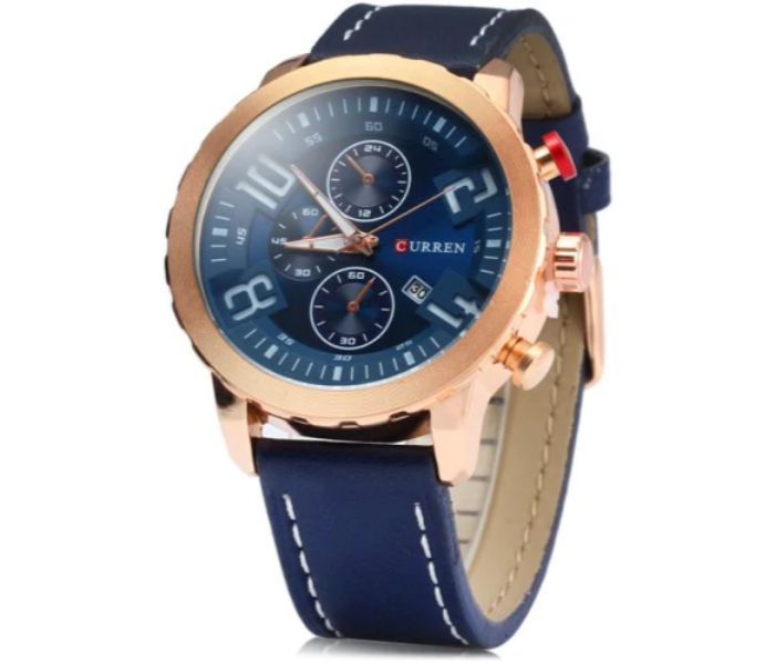 Curren 8193 Date Display Quartz Watch With Leather Strap For Men Blue