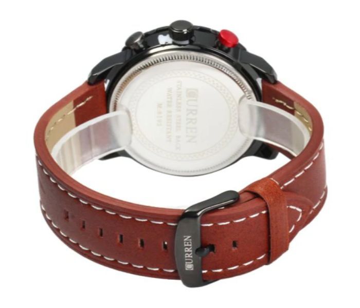 Curren 8193 Date Display Quartz Watch With Leather Strap For Men Red