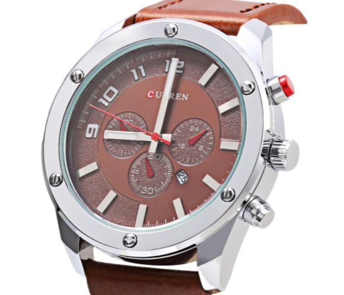 Curren 8204 Analog Quartz Curren Watch For Men - Coffee