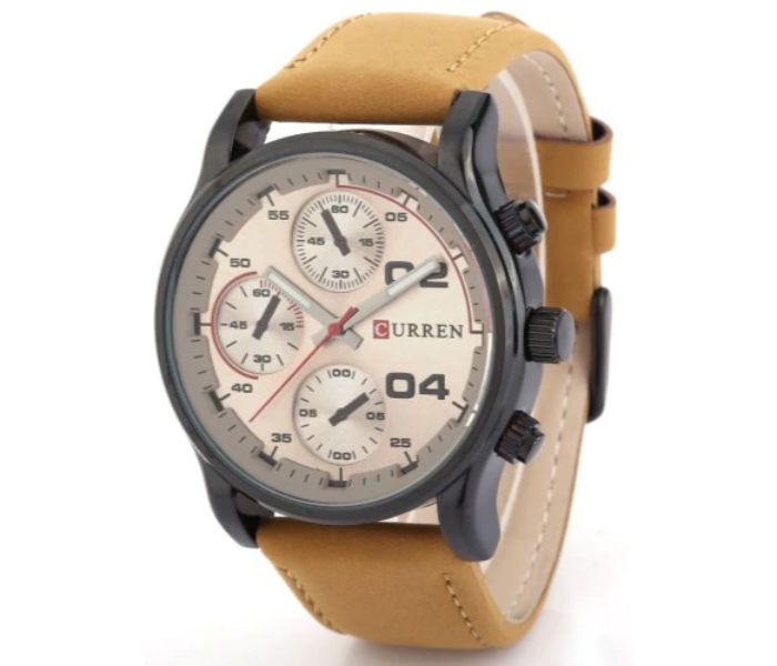 Curren 8207 Casual Analog Quartz Curren Watch For Men - Brown And Coffee