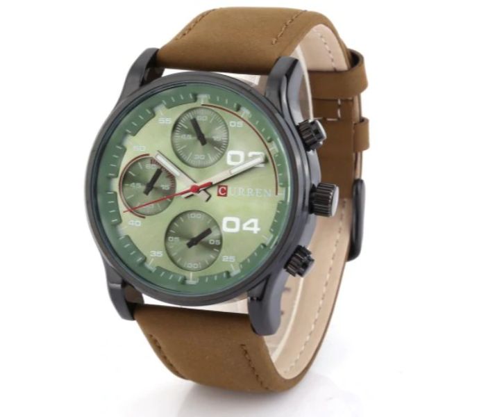 Curren 8207 Casual Analog Quartz Curren Watch For Men - Green And Brown