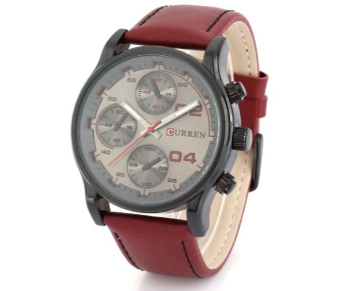 Curren 8207 Casual Analog Quartz Curren Watch For Men - Grey And Red