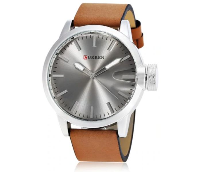 Curren 8208 Casual Analog Quartz Curren Watch For Men - Silver And Brown