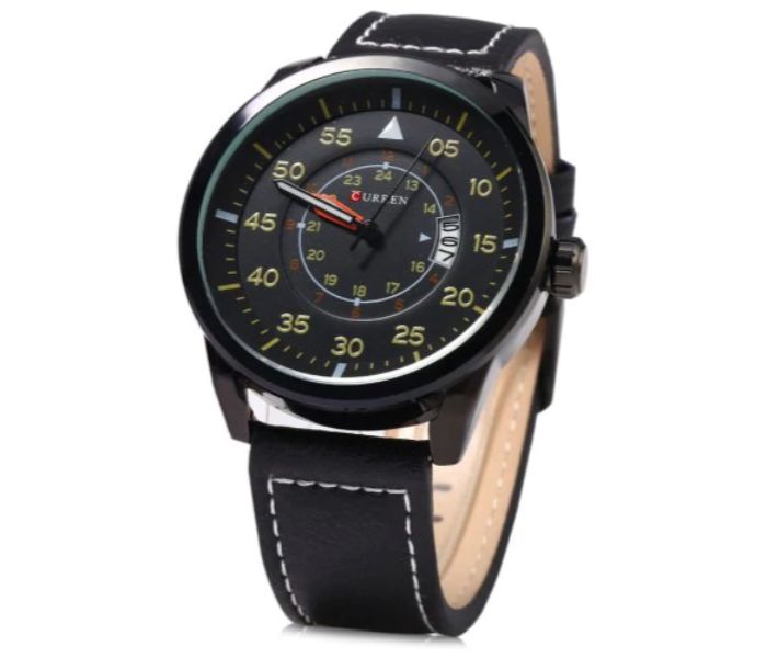 Curren 8210 Casual Analog Quartz Curren Watch For Men - Black And Yellow