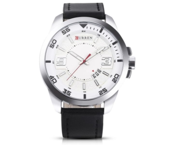 Curren 8213 Casual Date Display Quartz Curren Watch For Men - Black and White