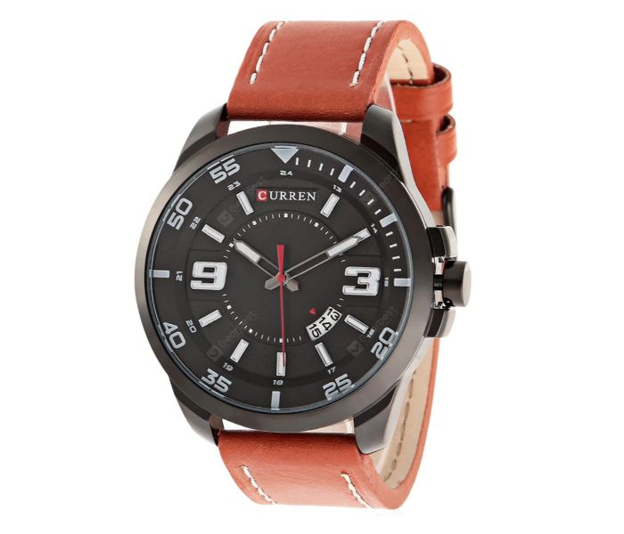 Curren 8213 Casual Date Display Quartz Curren Watch For Men - Brown and Black