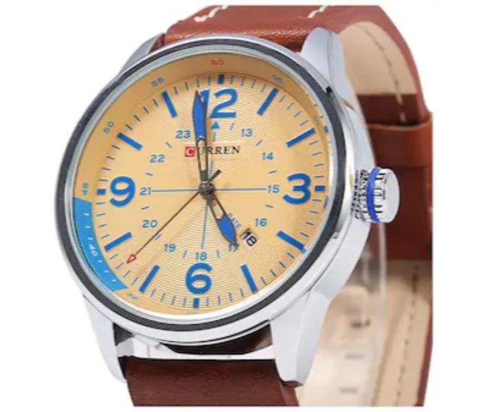 Curren 8215 Business Style Quartz Curren Watch For Men - Brown and Yellow