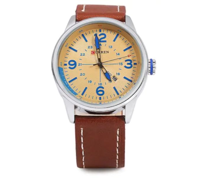 Curren 8215 Business Style Quartz Curren Watch For Men - Brown and Yellow