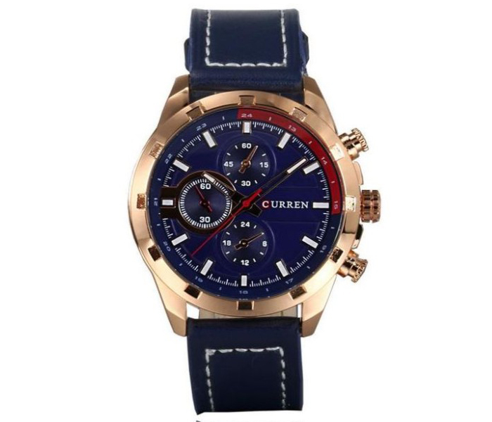 Curren 8216 Leather Strap And Blue Dial Casual Watch for Men