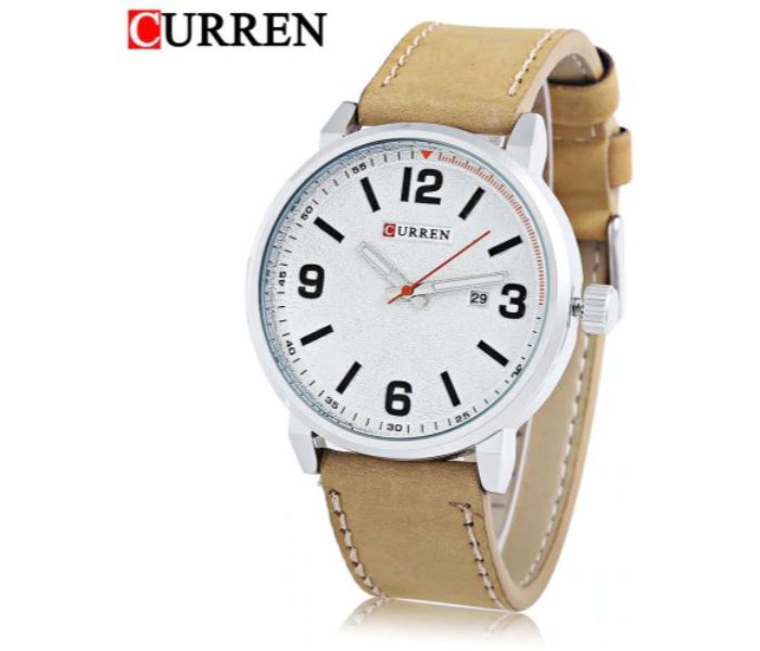 Curren 8218 Quartz Curren Watch For Men - Beige And White