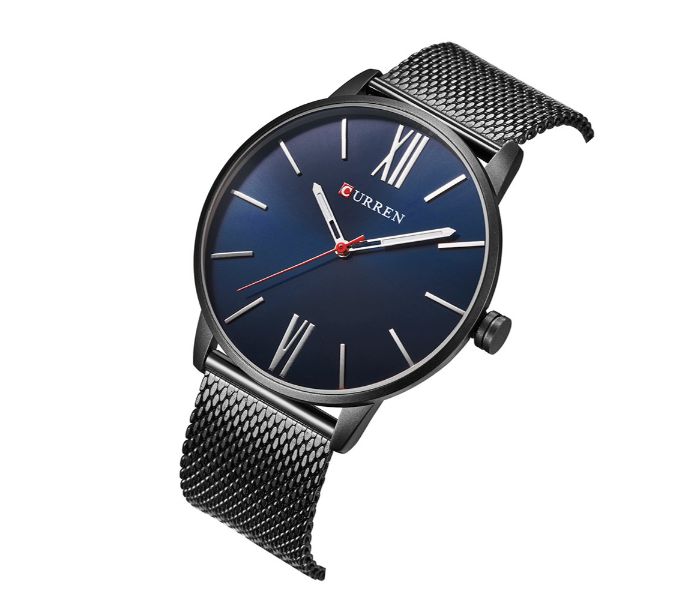 Curren 8238 Ultra Thin Dial Quartz Curren Watch For Men - Black and Blue