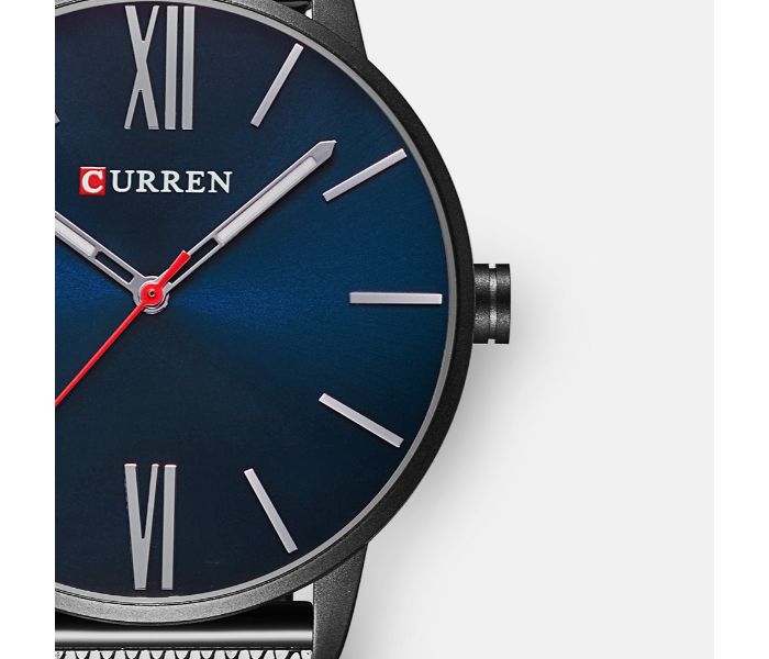 Curren 8238 Ultra Thin Dial Quartz Curren Watch For Men - Black and Blue