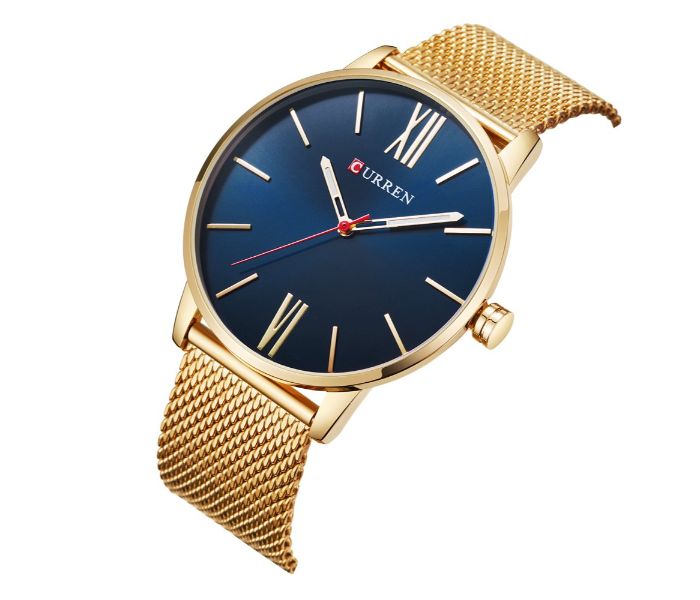 Curren 8238 Ultra Thin Dial Quartz Curren Watch For Men - Gold and Blue