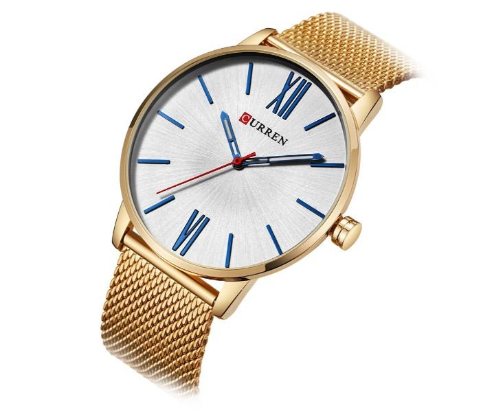 Curren 8238 Ultra Thin Dial Quartz Curren Watch For Men - Gold and White