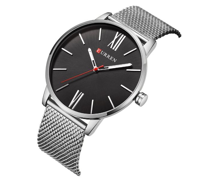 Curren 8238 Ultra Thin Dial Quartz Curren Watch For Men - Silver and Black