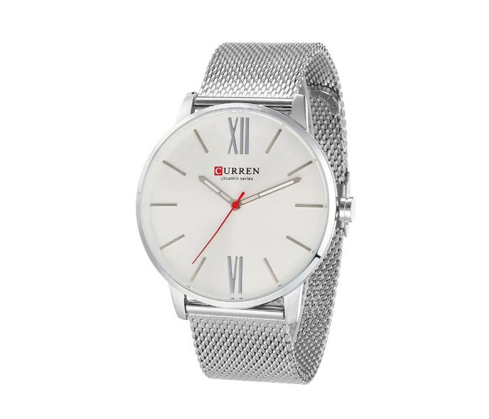 Curren 8238 Ultra Thin Dial Quartz Curren Watch For Men - Silver and White