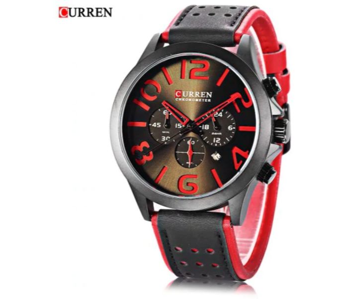 Curren 8244 Analog Quartz Curren Watch For Men - Black And Red