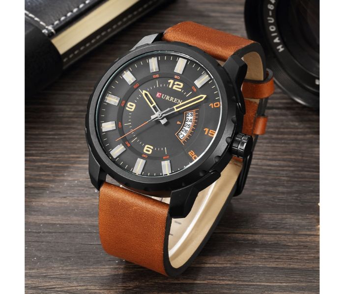 Curren 8245 Casual Quartz Curren Watch For Men - Brown and Black