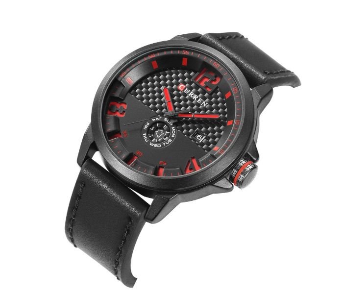 Curren 8253 Casual Quartz Curren Watch For Men - Red And Black