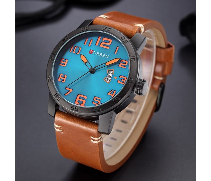 Curren 8254 Analog Quartz Curren Watch For Men - Brown and Blue