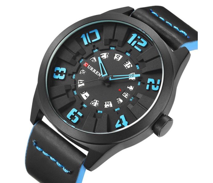 Curren 8258 Casual Quartz Curren Watch For Men - Black And Blue