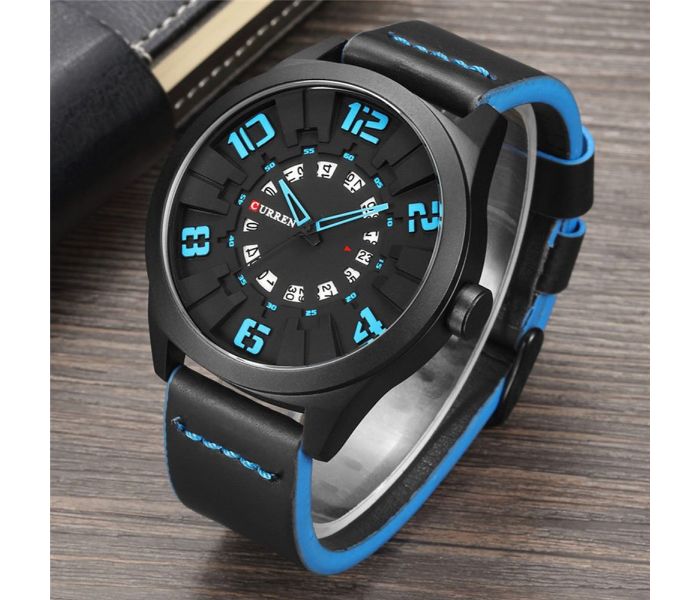 Curren 8258 Casual Quartz Curren Watch For Men - Black And Blue