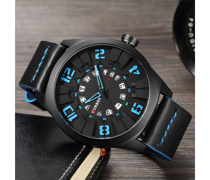 Curren 8258 Casual Quartz Curren Watch For Men - Black And Blue