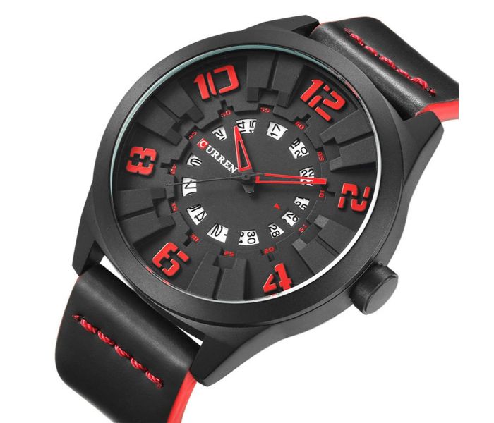 Curren 8258 Casual Quartz Curren Watch For Men - Black And Red