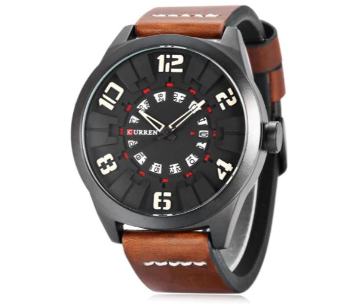 Curren 8258 Casual Quartz Curren Watch For Men - Coffee