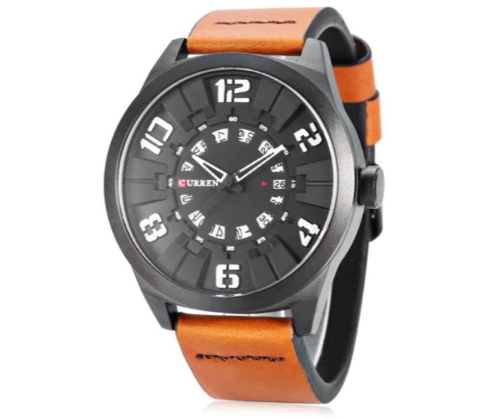 Curren 8258 Casual Quartz Curren Watch For Men - Orange And Black