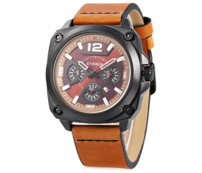 Curren 8260 Quartz Curren Watch For Men - Red And Brown