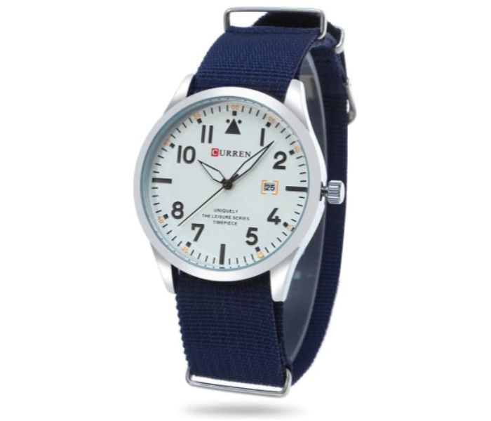 Curren 8268 Canvas Quartz Curren Watch For Men - Blue and White