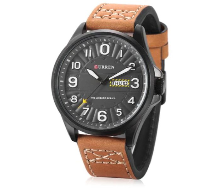 Curren 8269 Analog Quartz Curren Watch For Men - Brown and Grey