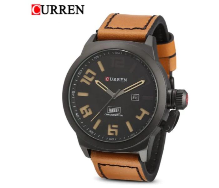 Curren 8270 Analog Quartz Curren Watch For Men - Brown and Black