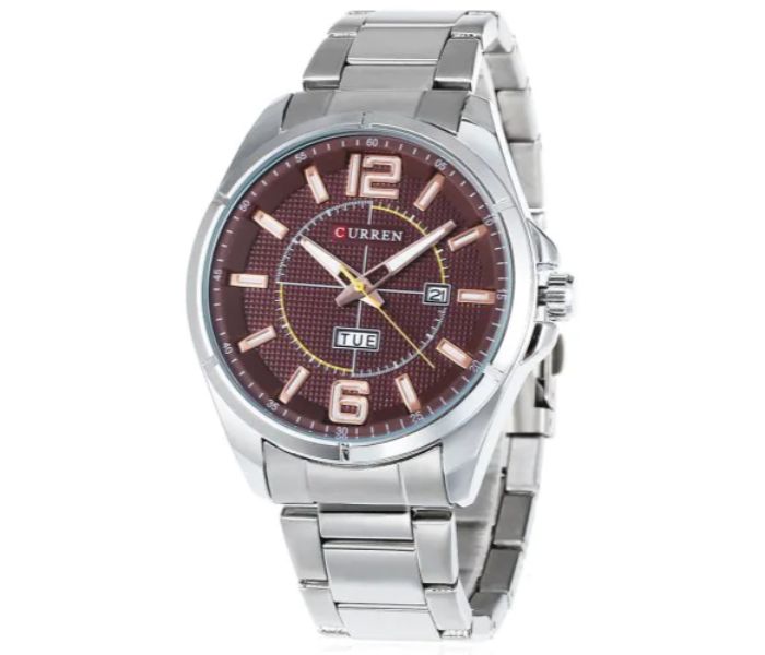 Curren 8271 Analog Quartz Curren Watch For Men - Silver and Brown