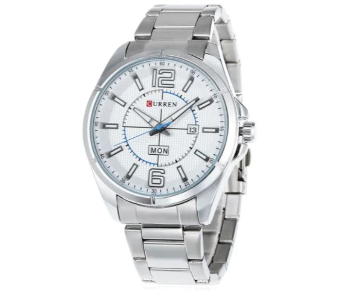 Curren 8271 Analog Quartz Curren Watch For Men - Silver and White