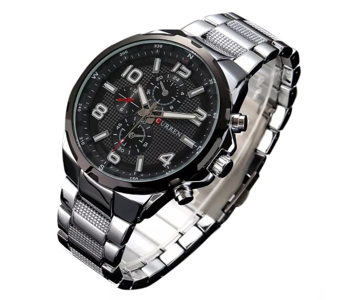 Curren 8276 Fashion Quartz Curren Watch For Men - Silver And Black