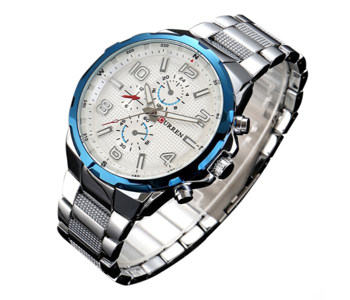 Curren 8276 Fashion Quartz Curren Watch For Men - Silver And White