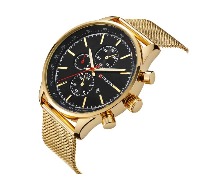 Curren 8277 Luxury Curren Watch For Men - Black and Gold