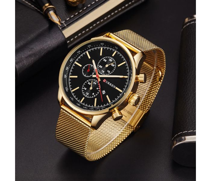 Curren 8277 Luxury Curren Watch For Men - Black and Gold