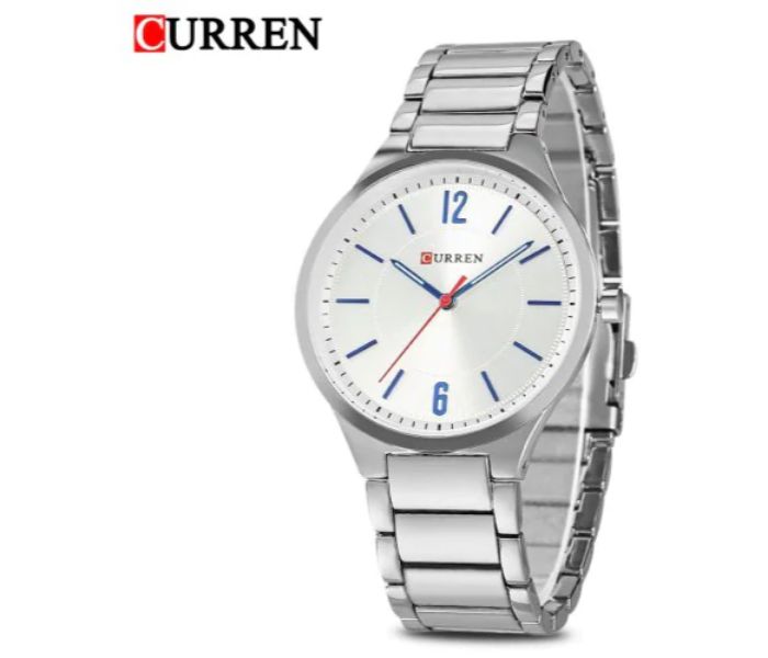 Curren 8280 Quartz Curren Watch For Men - White and Silver