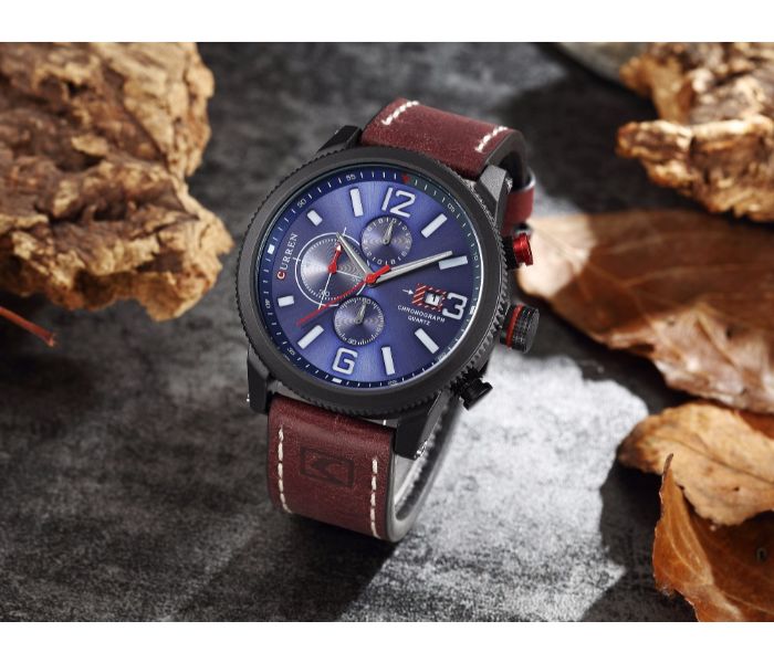 Curren 8281 Quartz Wristwatch For Men Brown and Blue