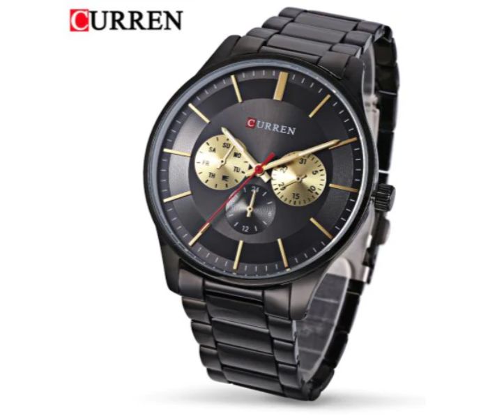 Curren 8282 Analog Quartz Curren Watch For Men - Black and Gold