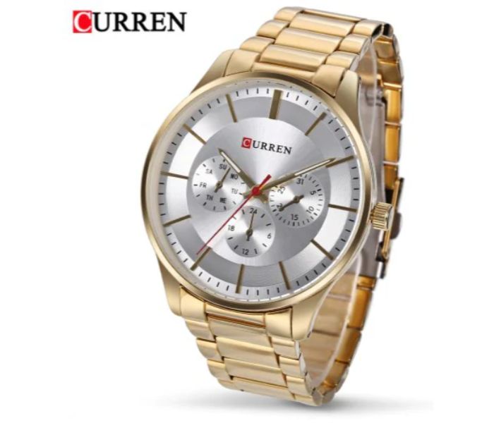 Curren 8282 Analog Quartz Curren Watch For Men - Gold and Silver