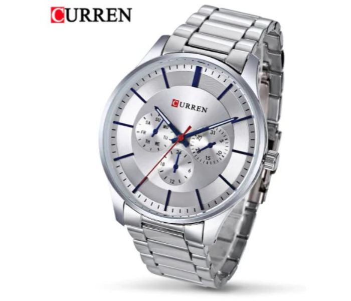 Curren 8282 Analog Quartz Curren Watch For Men - Silver