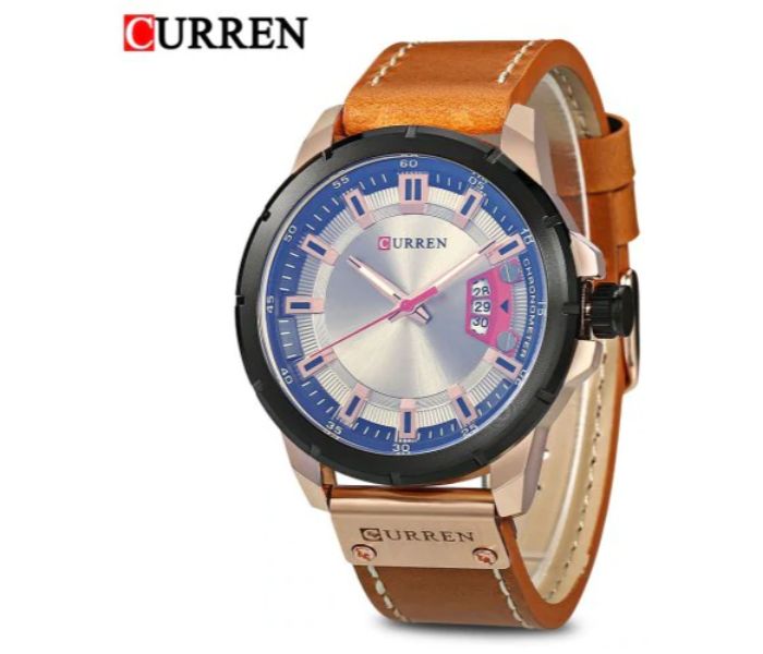 Curren 8284 Analog Quartz Curren Watch For Men - Brown and Blue