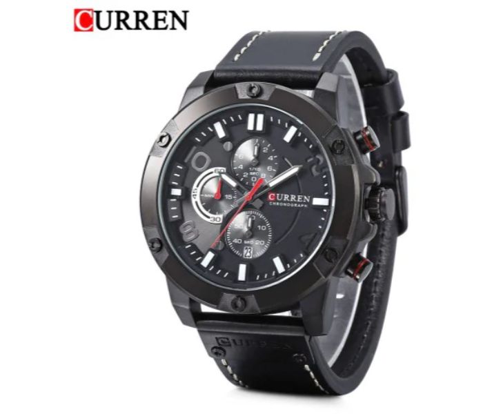 Curren 8285 Six Pin Sports Quartz Curren Watch For Men - Black