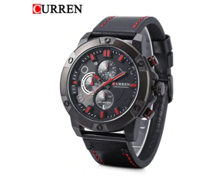 Curren 8285 Six Pin Sports Quartz Curren Watch For Men - Black and Red