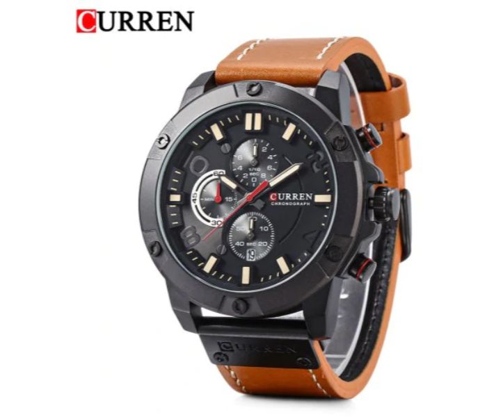 Curren 8285 Six Pin Sports Quartz Curren Watch For Men - Brown and Black